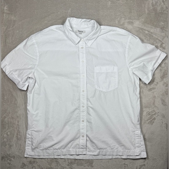 Madewell Women’s White Signature Poplin Short-Sleeve Button-Down Shirt Large - Picture 4 of 16